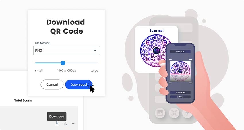Click on the ‘save’ button to download the finished free QR code